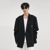 Metal Label Design Detachable Short Sleeve Padded Shoulder Suit