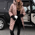 Women's Hooded Zip-Up Long Casual Cotton Coat