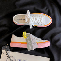 Classic Cream Blue Canvas Shoes Women