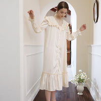 Women's Fashion Casual Loose Embroidered Ruffle Knee-length Loungewear