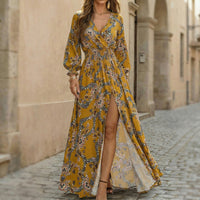 Fashionable V-neck Printed Dress For Women