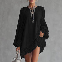 Bestselling Solid Color Lace-trimmed Dress
