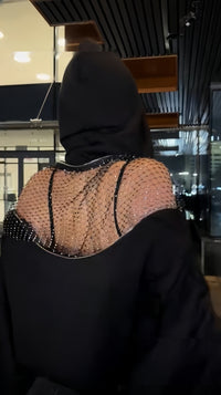 Fashionable Solid Color Backless Hollo Out Mesh Hoodie Sports Sweatshirt