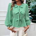 Elegant Design Contrast Color Tied Long Sleeves Shirt