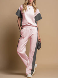 Stylish Minimalist And Relaxed Fit Womens Short Sleeve Set