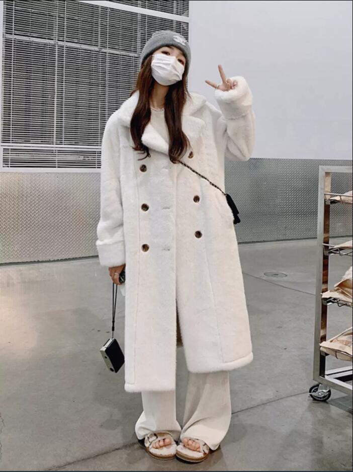 Artificial Mink Fur Fur And Leather Overcoat Female Long Thickened