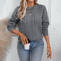Women's Casual Solid Color Round Neck  Loose Retro Sweater