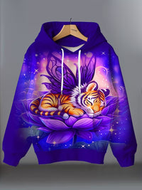 Women's Zebra-Print Casual 3D Printed Hoodie