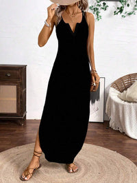 Summer New Sleeveless Strappy Striped Printed Maxi Dress