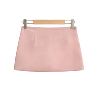 Summer New Sexy Low Waist Cropped Satin Skirt With Lining