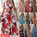 European And American-style Fashion Digital-print Maxi Dress