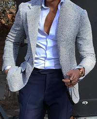 Light Business Men's Suit Printed Checks Coat