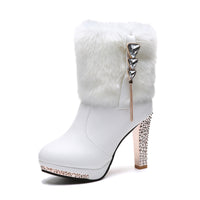 Women's High-heel Short Boots With Fine Heel And Waterproof