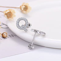 26-letter Zircon Earrings  Uppercase Letters