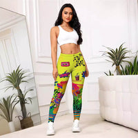 Yellow Cartoon Printed Sports Slim-fitting Leggings