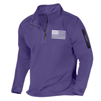 Men's Sports Fashion Zipped Stand Collar Long-sleeved Sweater