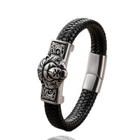 Mens Retro Lion Head Personalized Leather Bracelet