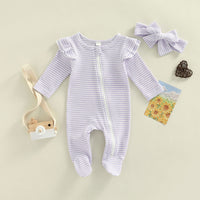 Newborn Baby Zipper Leg Wrap Romper