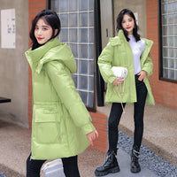 Hooded Drawstring Waist-tight Large Pocket Thermal Cotton-padded Clothes Women