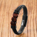 Stainless Steel Magnetic Clasp Braided Leather Bracelet