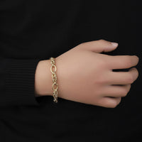 Fashionable Versatile Gold Statement Bracelet With Mixed Designs