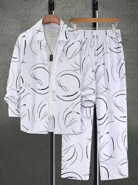 Fashion Trend Color Gradient Long Sleeve Shirt Trousers Suit