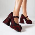 Women's Buckle Waterproof Platform High Heels