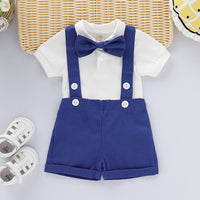 Boys Gray Blue Multicolor Suspenders With Bow