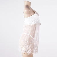 Summer Sexy Pajamas Female Lace Temptation White Tulle Suspender Nightdress