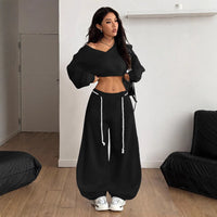 Women's Fashionable Long-sleeve Sporty Casual Hoodie Set