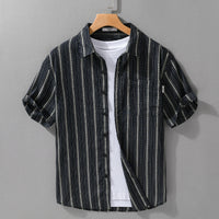 Striped Minimalist Short Sleeve Shirt Beach Casual