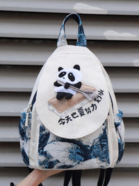 Creative Cartoon Lightweight Canvas Bag Multi-compartment Lightweight Casual Backpack