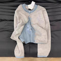 Autumn And Winter New Fake Two-piece Knitted Sweater Coat For Women