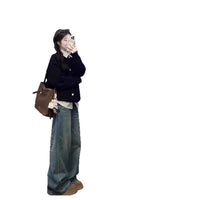 Korean Style Fake Two-piece College Style Shirt Collar Sweater Women's Coat