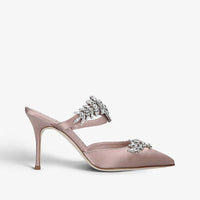 French Pointed Toe Stiletto Rhinestone Half Drag Size Toe Sandals
