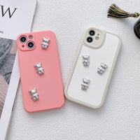 Metal Silver Three-dimensional Bear Electroplating Diy Handmade Acrylic Phone Case Material