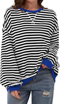 Women's Loose-fitting Casual Striped Hoodie
