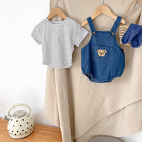 Korean Version Of Children's Bear Jeans Strap Shorts