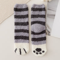 Coral Fleece Socks Women's Mid-calf Length Winter Thickened Fleece Warm Cat's Paw Socks