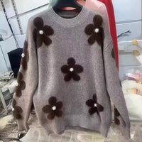 Women's Korean-style Flower Round Neck Sweater