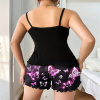 Female Leisure Camisole And Printed Shorts Pajama Set