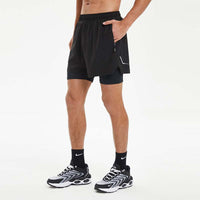 Summer Men's Sports Double-layer Shorts Running Fitness High Elastic