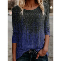 Loose-fit Retro Printed Casual Crewneck Pullover Long-sleeve T-shirt