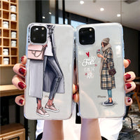 Fashion Lady Mobile Phone Case Transparent TPU Soft Protective Cover