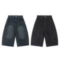 Men's Solid Color Denim Casual Shorts Straight Shorts