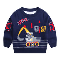 Autumnwinter New Cotton Line Cartoon Bear Excavator Boy's PulloverChildren's Long-sleeved Sweater