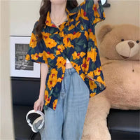 Retro Printed Shirt Top Summer Women's