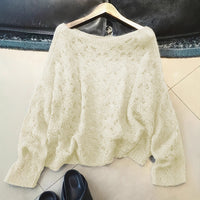 Cutout Blouse Thin Loose High-end All-matching Youthful-looking Pullover Knitted Top