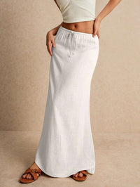 Women's Solid Color Minimalist Drawstring Skirt