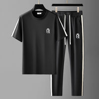 Embroidered Mature Style Short-Sleeve T-Shirt And Casual Long Pants Sports Two-Piece Set